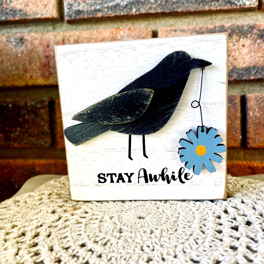 *Stay Awhile Layered Crow & Daisy Block